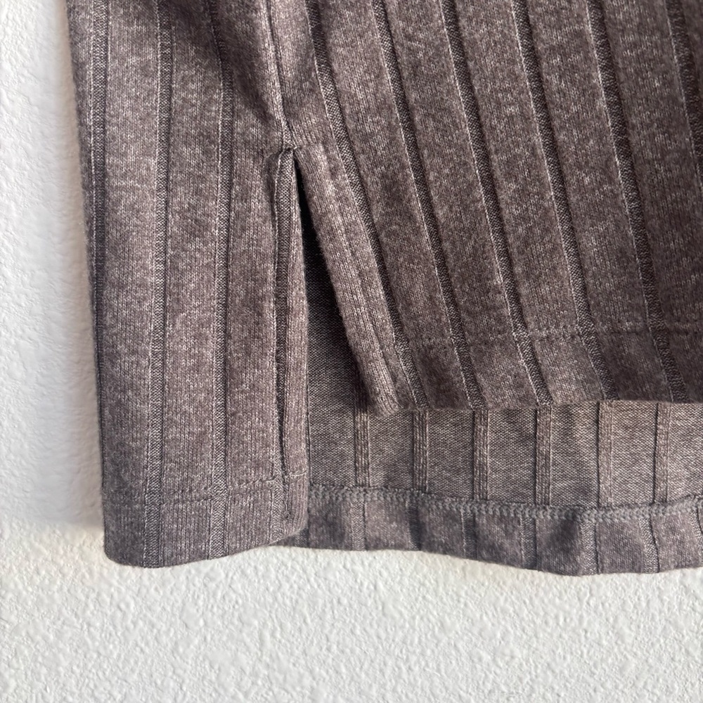 Matty M Brown Heather Pebble Ribbed Mock Neck Tunic Soft Stretch Sweater Size Lg - Picture 5 of 7